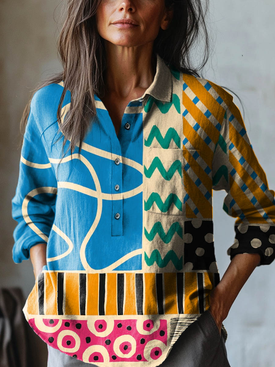 Mira | Colorful Geometric Print Shirt
