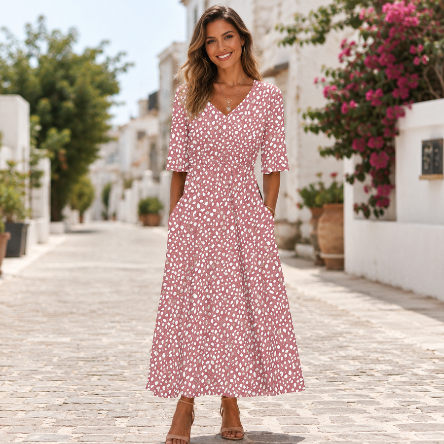 Solène | Robe midi élégante à effet gainant ventre
