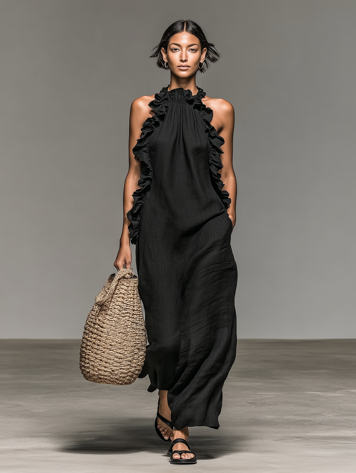 Rosalie | Robe maxi à volants et poches élégantes