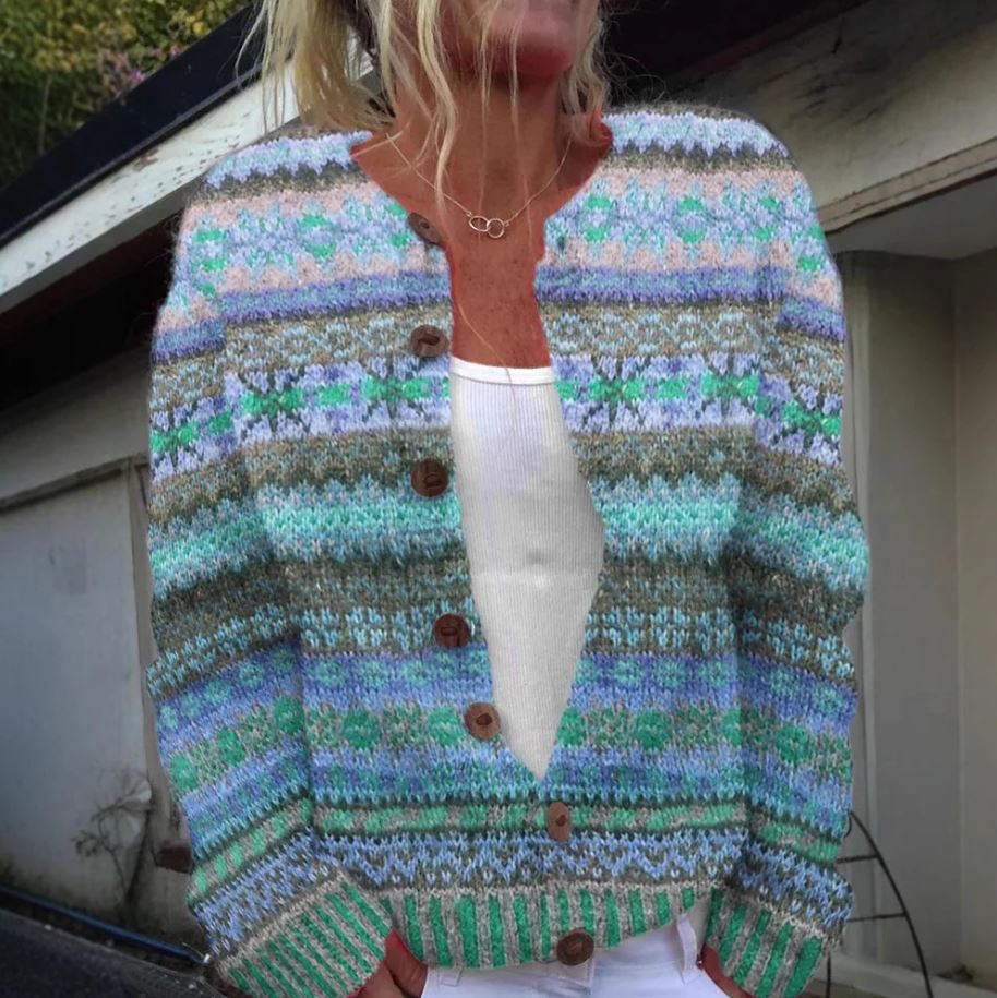 Lotte - Blue cardigan with print