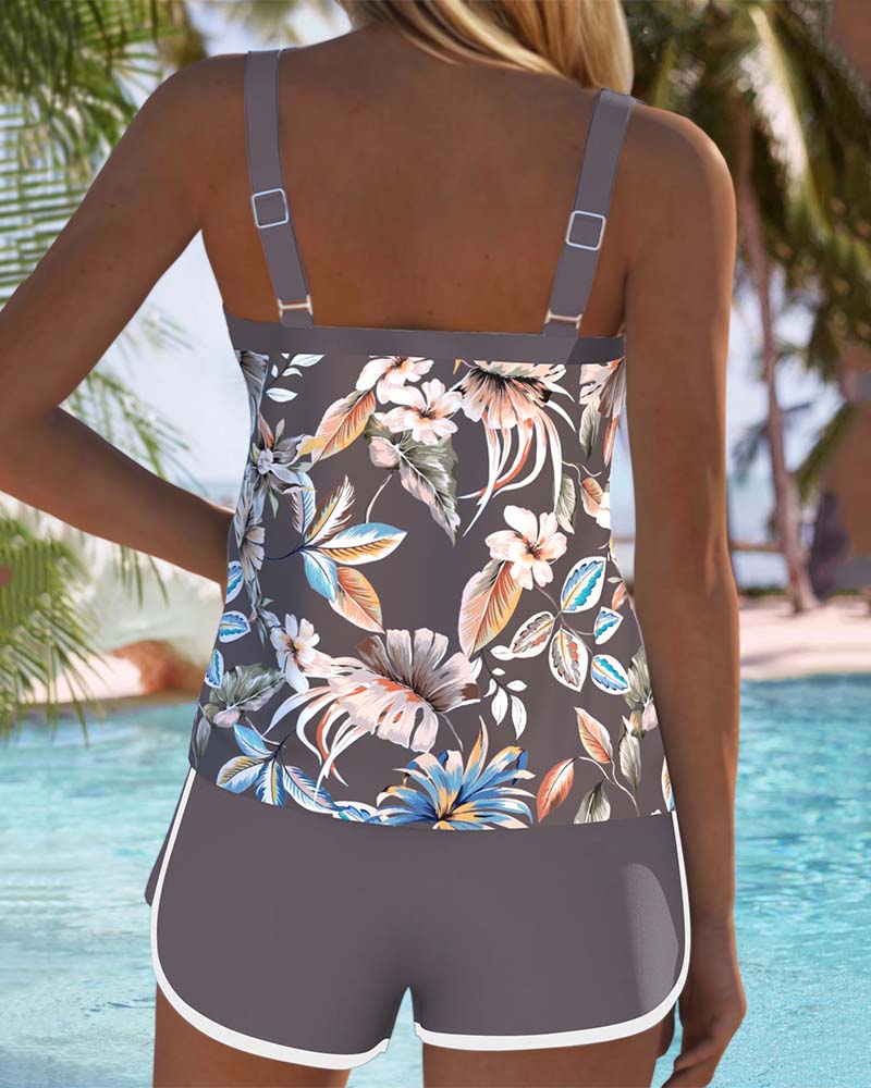 Imke™ | U-Neck Sleeveless Printed Tankini