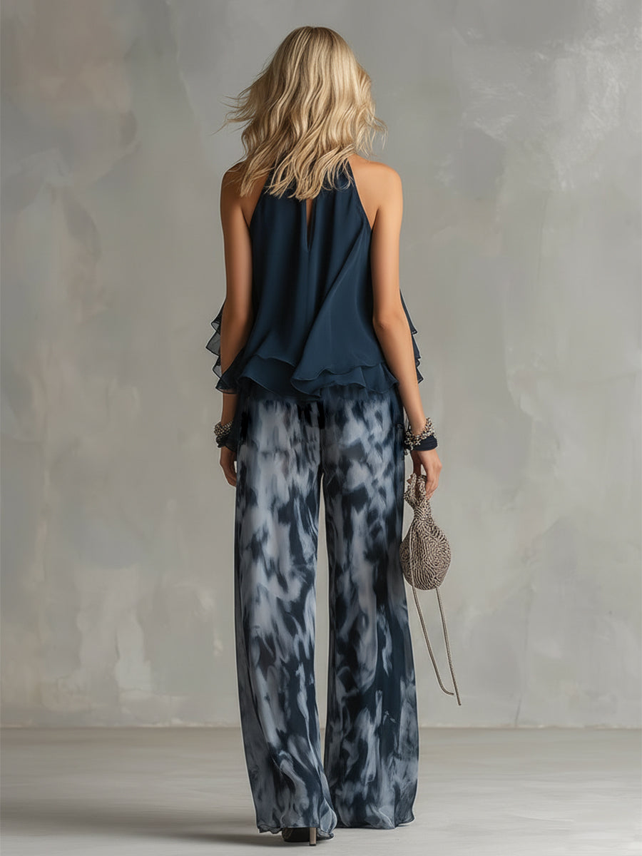 Vivienne | Ensemble élégant top volanté & pantalon large