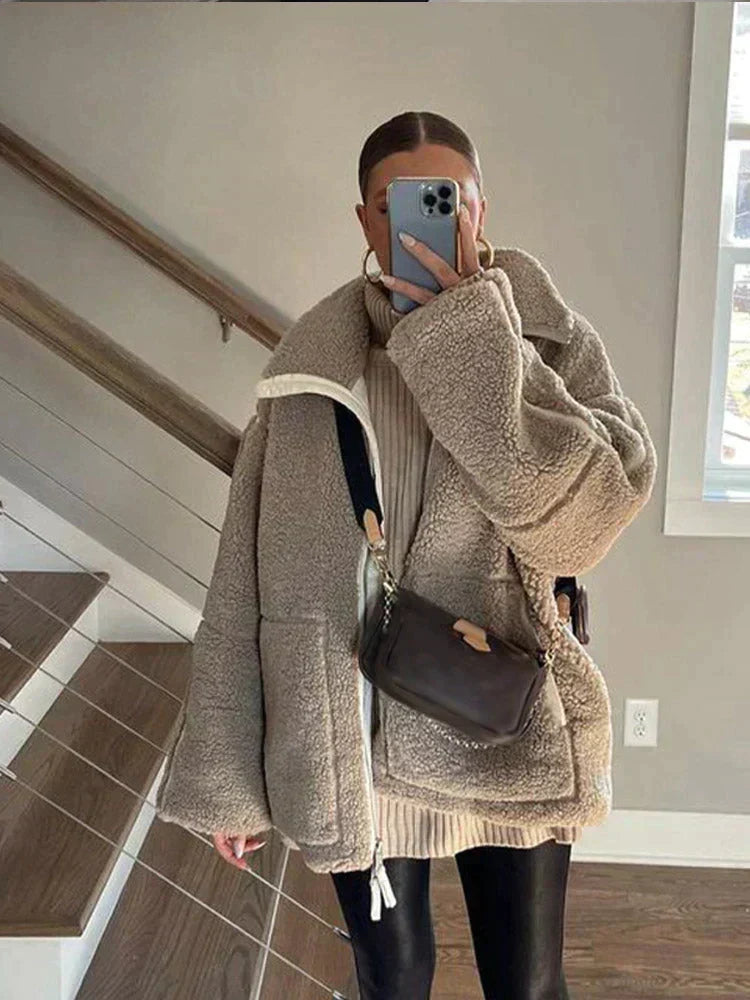Camille | Veste Teddy Oversize Col Montant