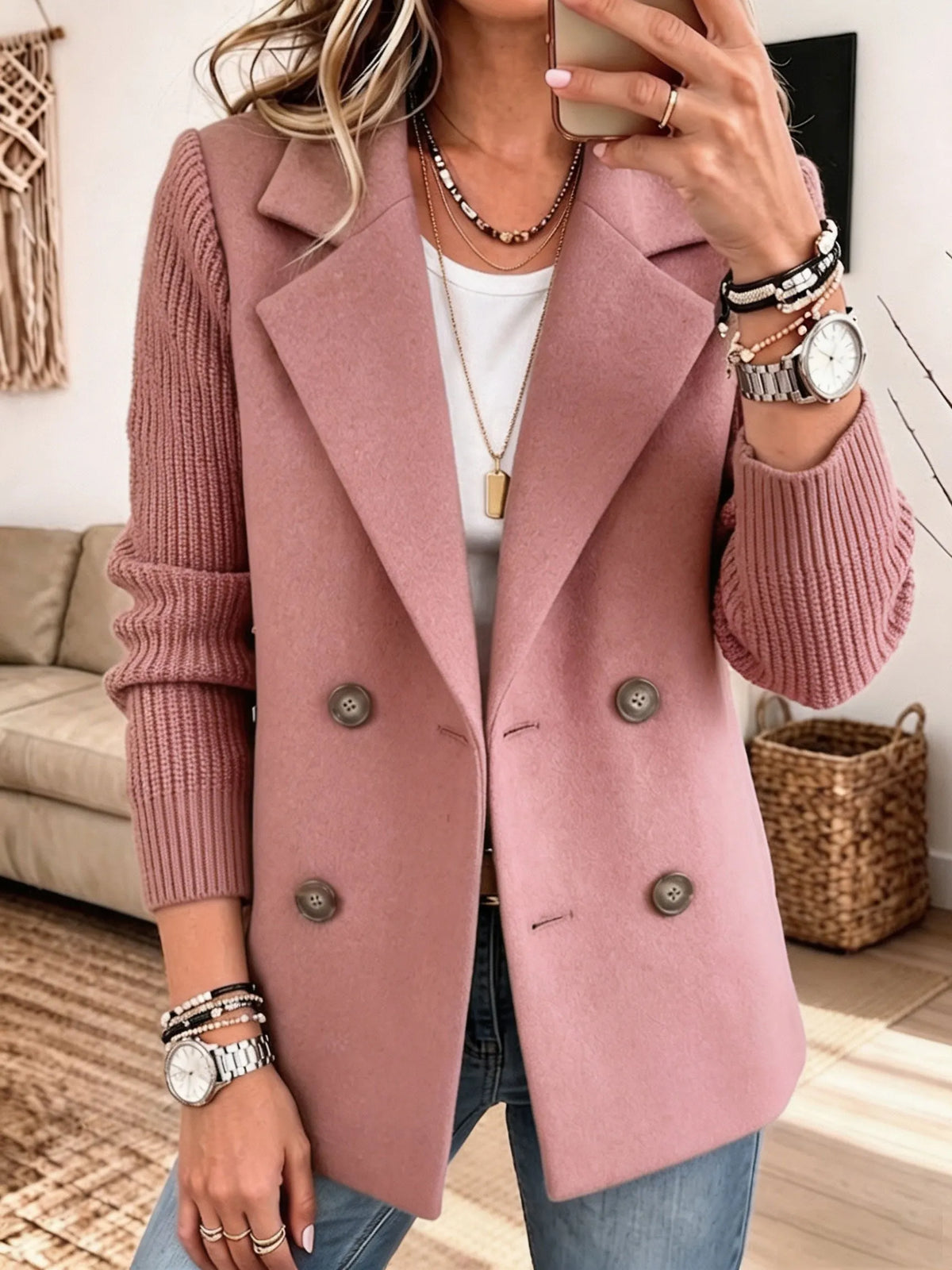 Lucile | Blazer bicolore à manches en maille