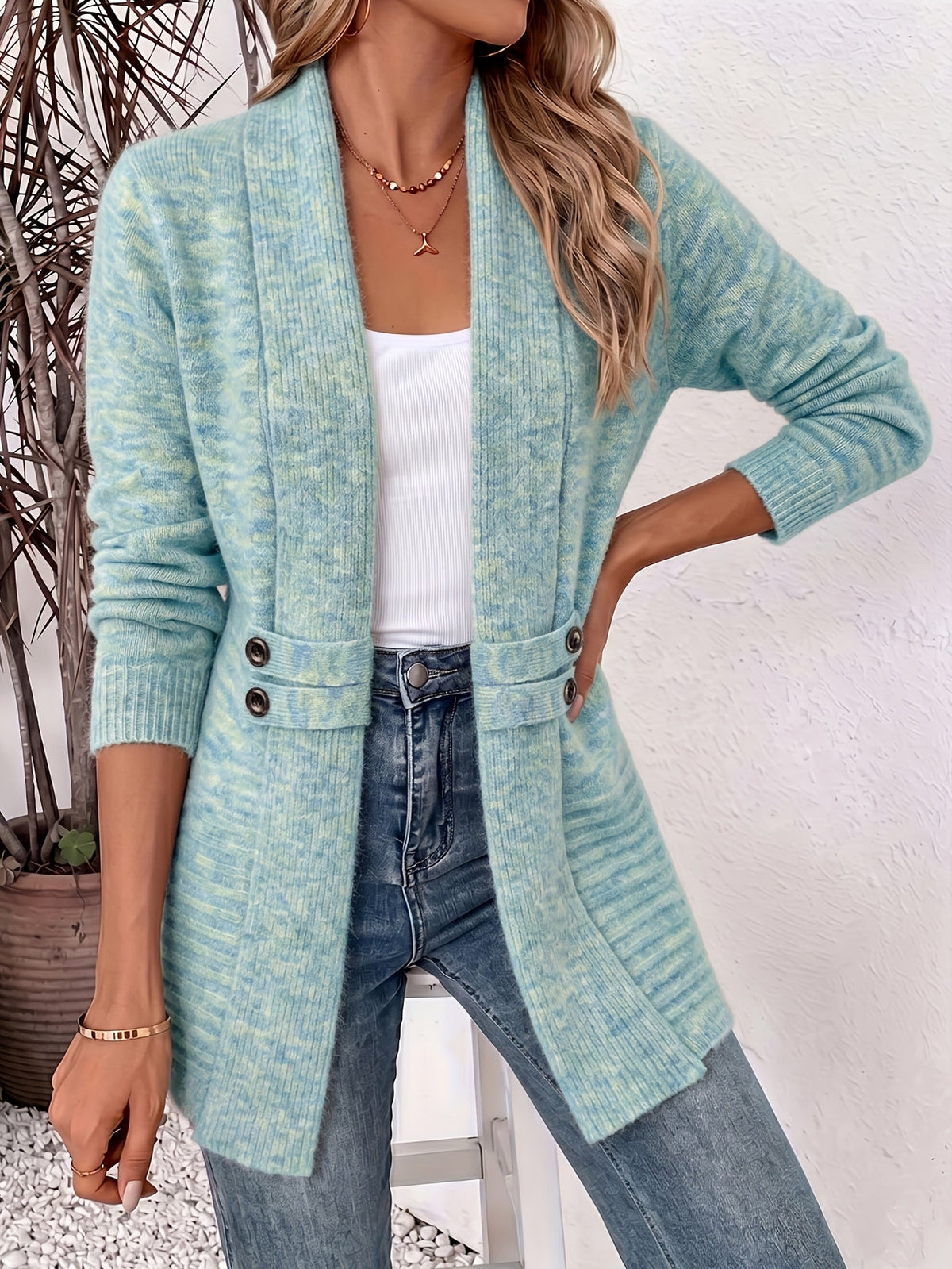 Harlow™ | Ribbed Knit Button-Tab Cardigan