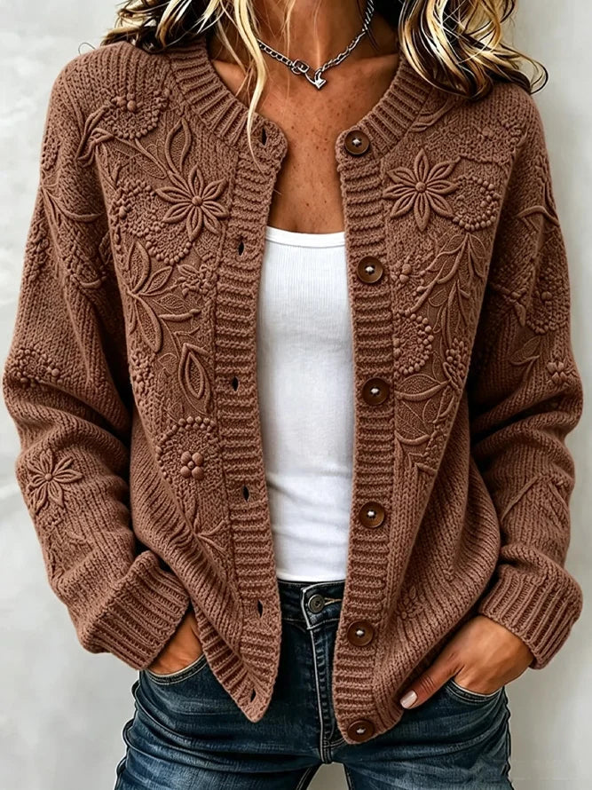 Riah™ | Casual and comfortable long-sleeved floral cardigan
