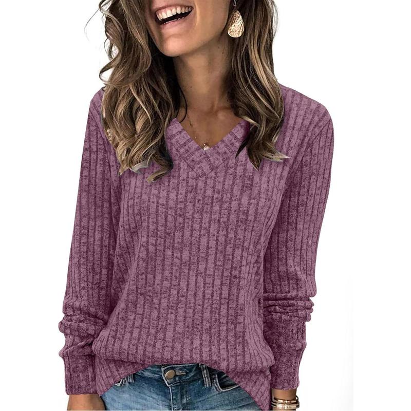 Eva - Women V Neck Oversized Lightweight Knit Sweater