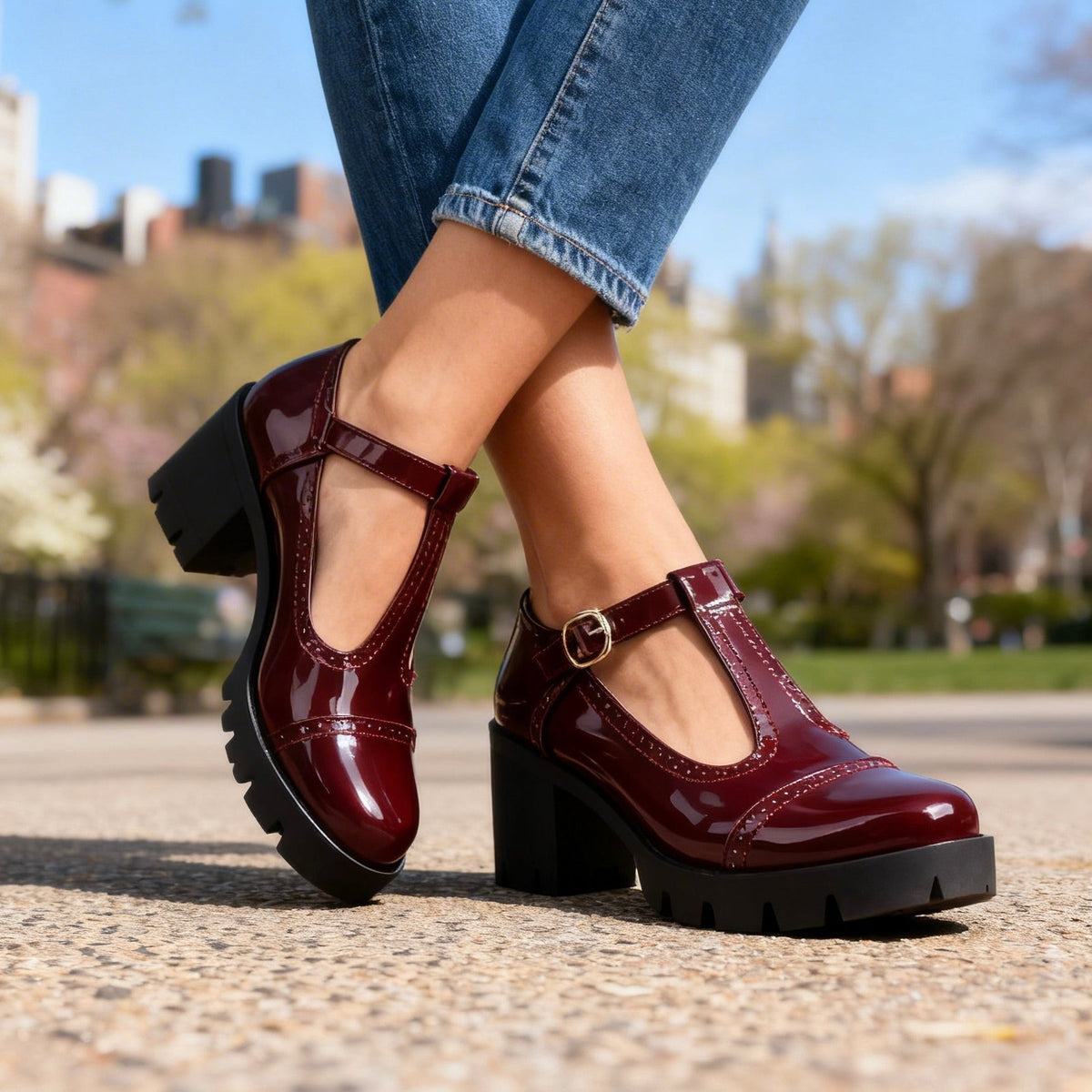 Benedetta | T-Strap Platform Brogues
