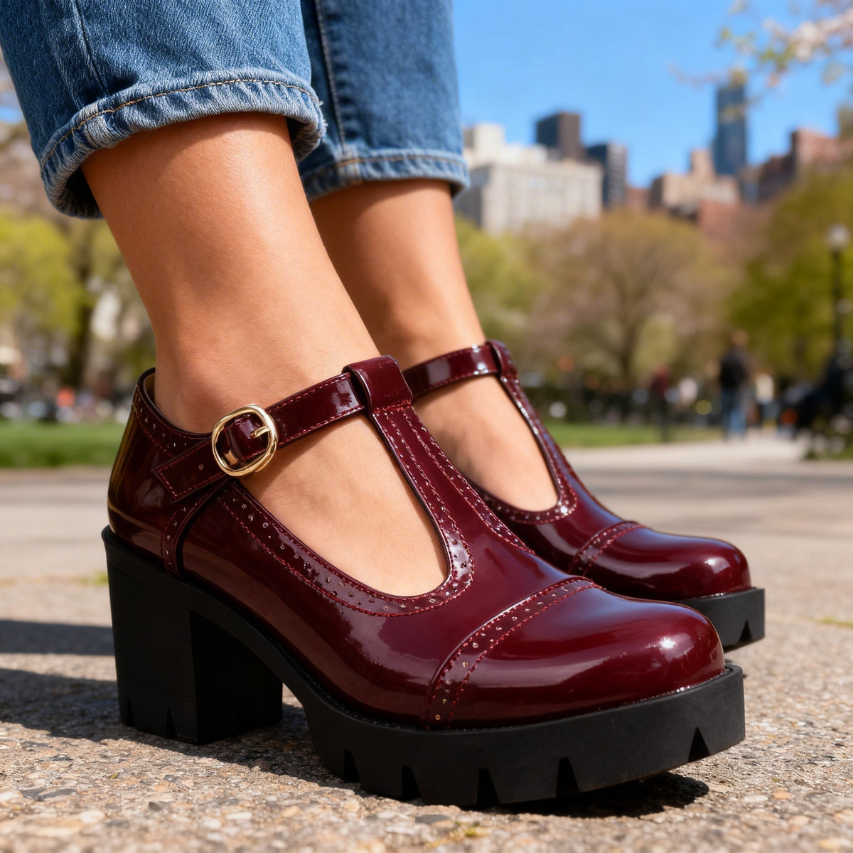 Benedetta | T-Strap Platform Brogues