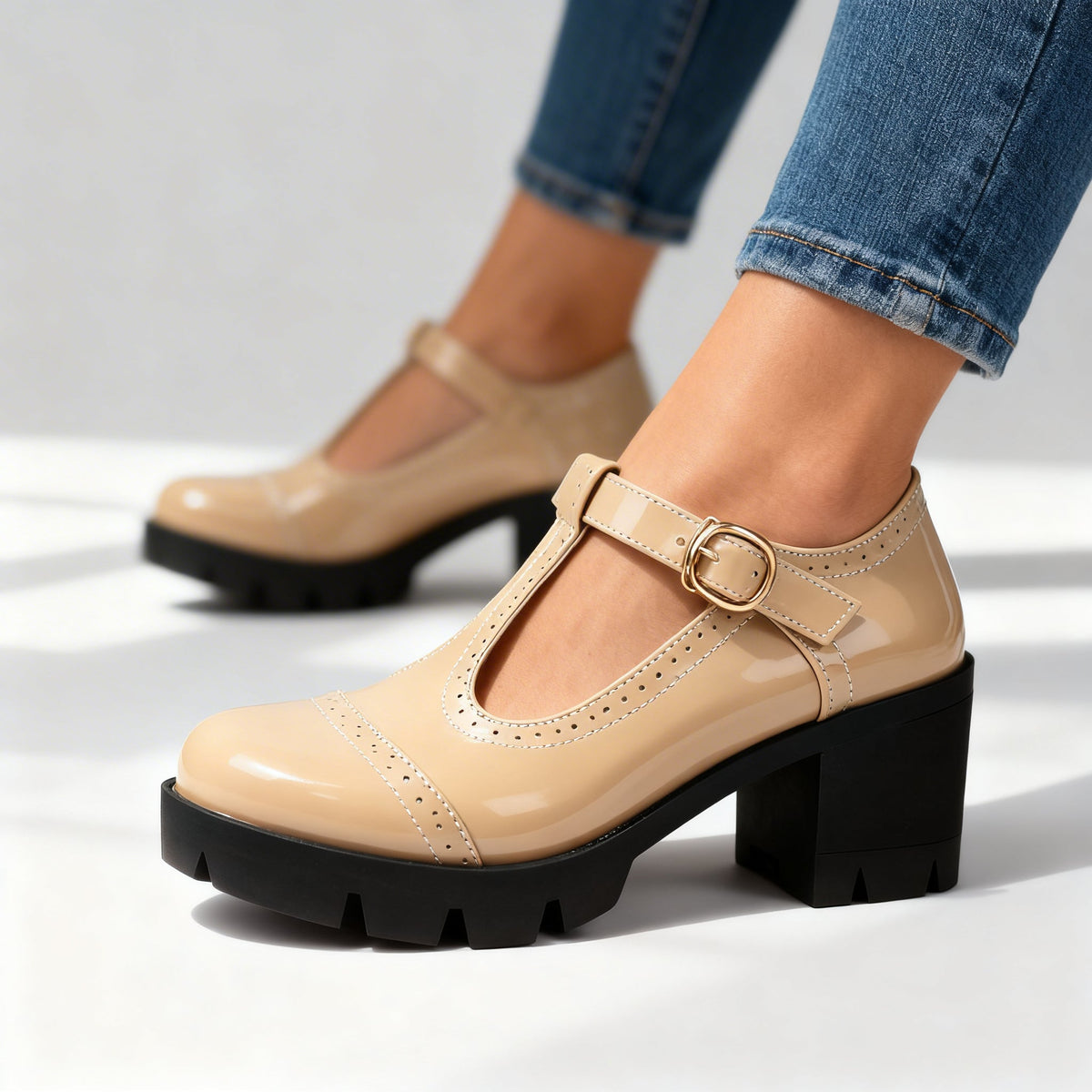 Benedetta | T-Strap Platform Brogues