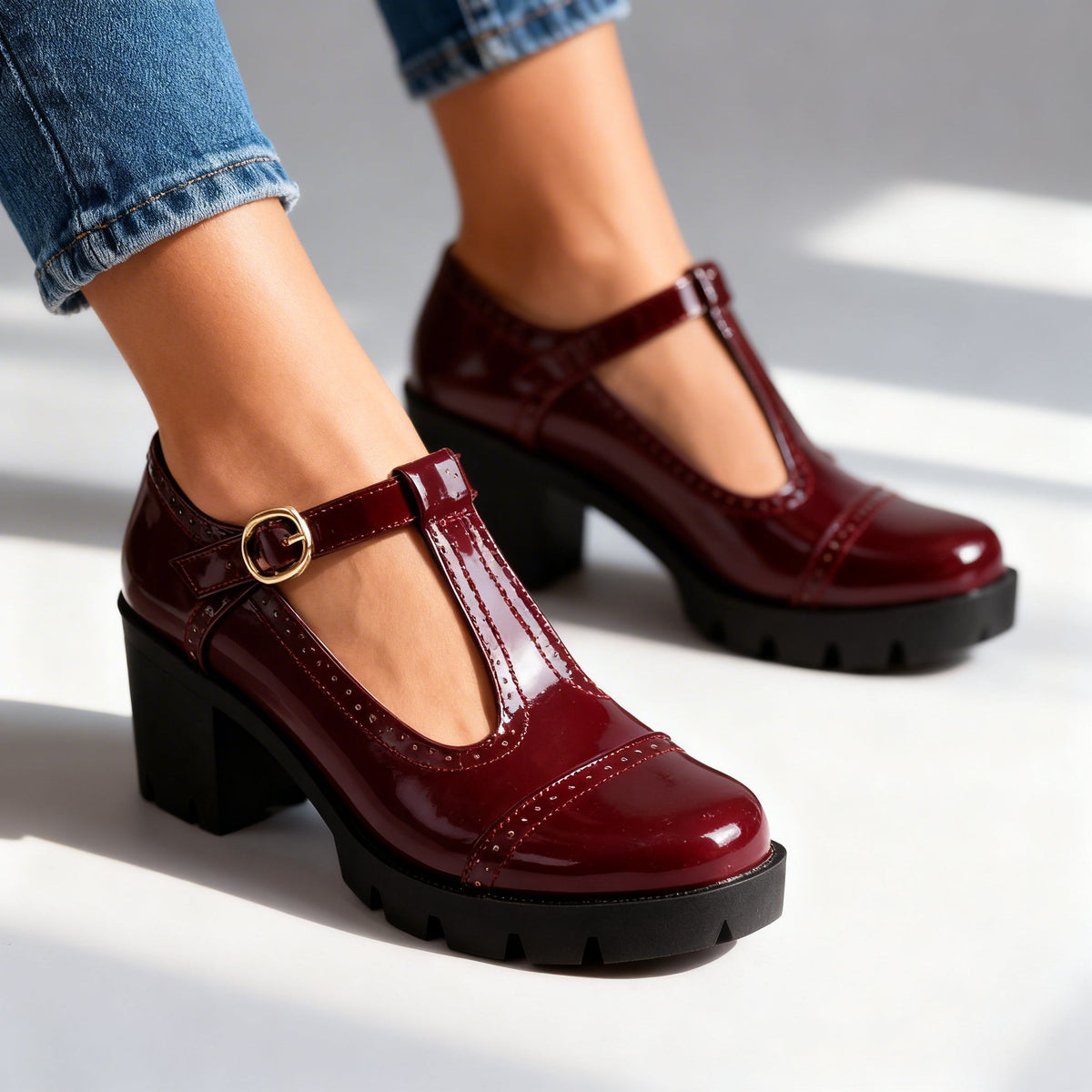 Benedetta | T-Strap Platform Brogues