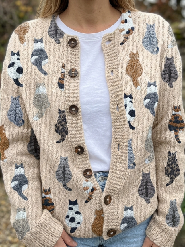 Elly | The Cat-Print Cardigan