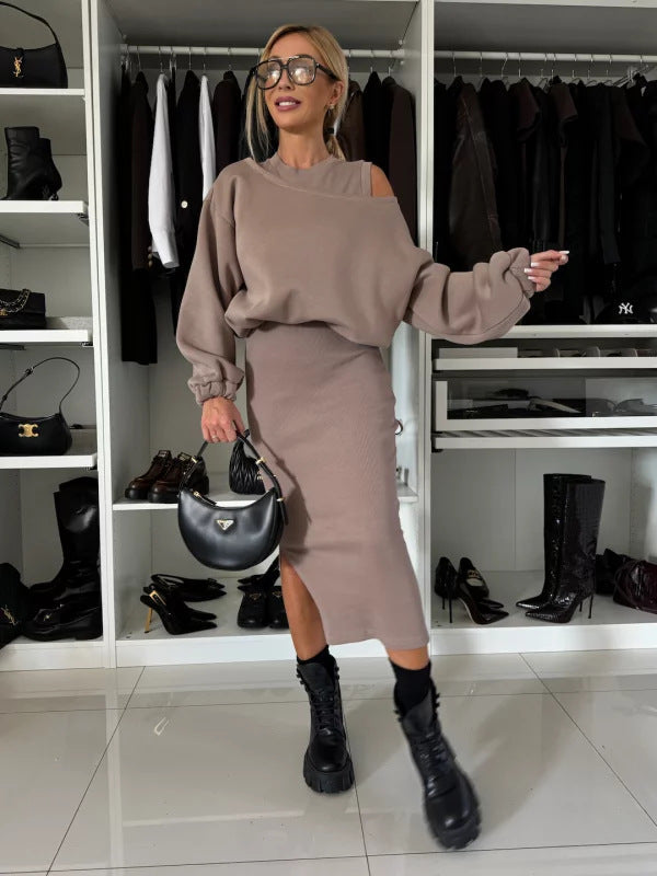 Alizée | Ensemble 2 pièces élégant à jupe midi