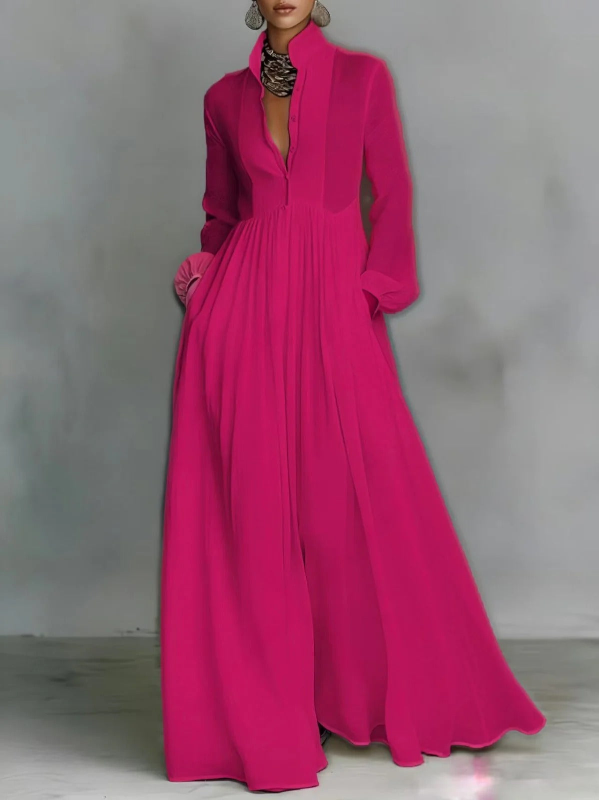 Helen | Flowing Button-Front Maxi Dress