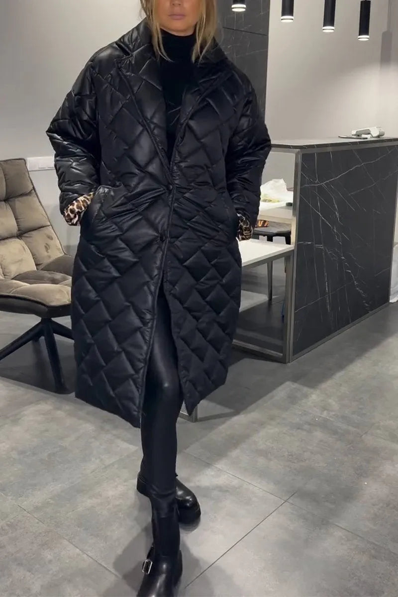Noémie | Manteau matelassé à doublure léopard