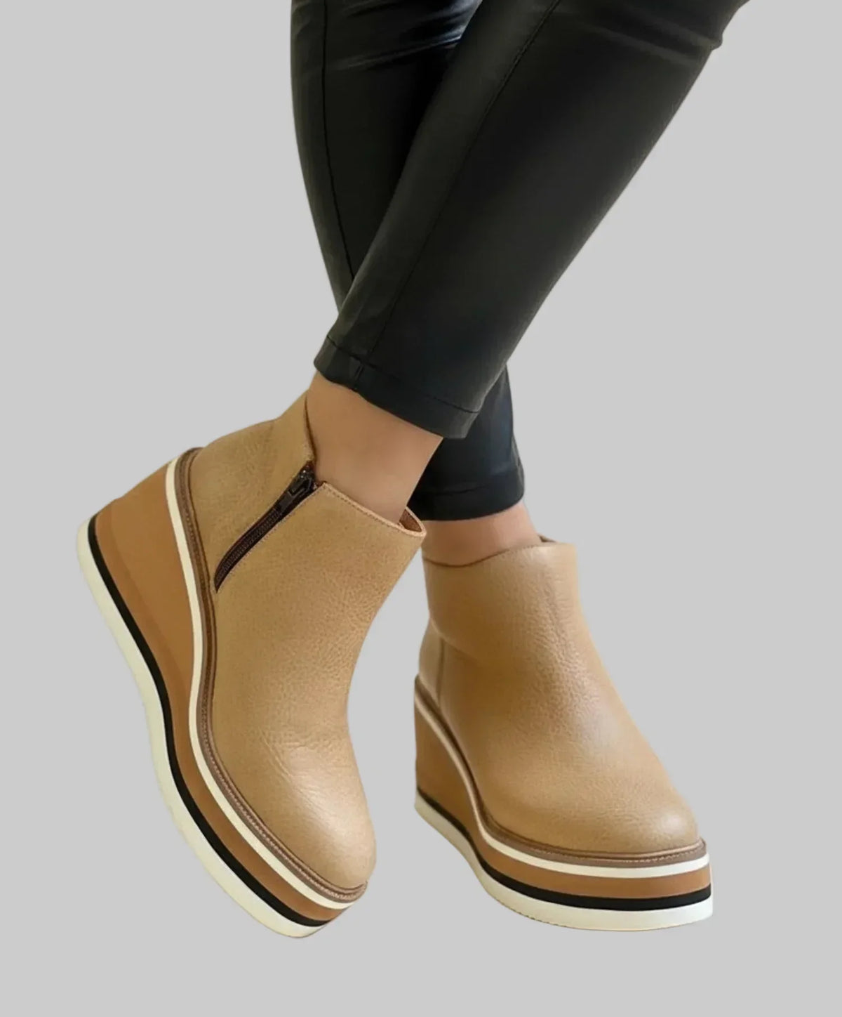 Colombe | Bottines compensées à fermeture zippée
