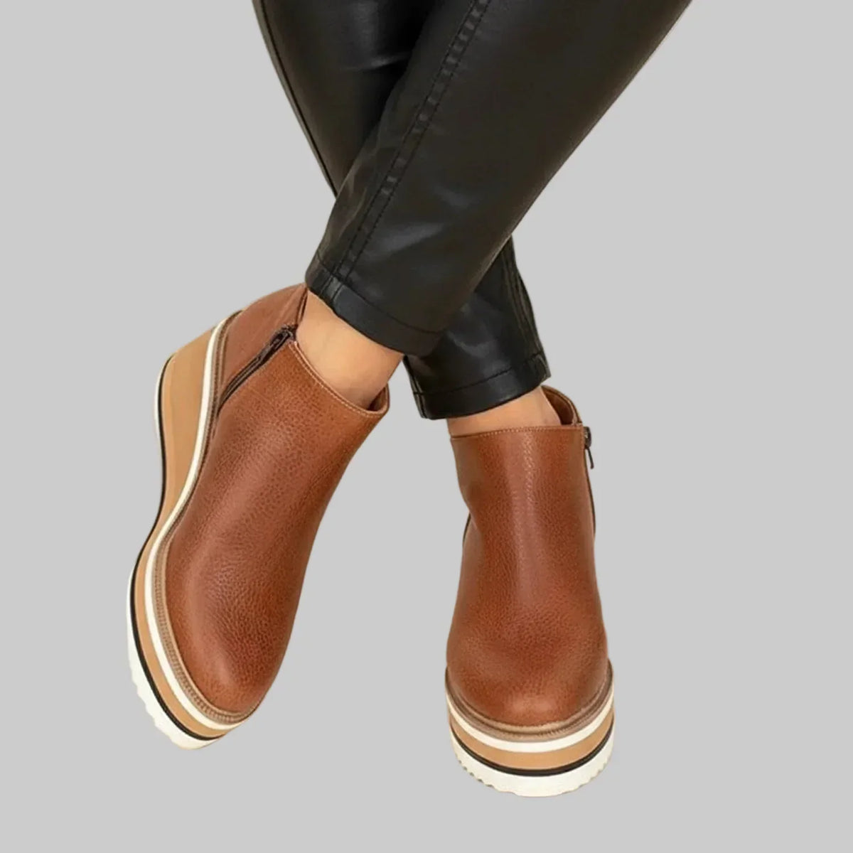 Colombe | Bottines compensées à fermeture zippée
