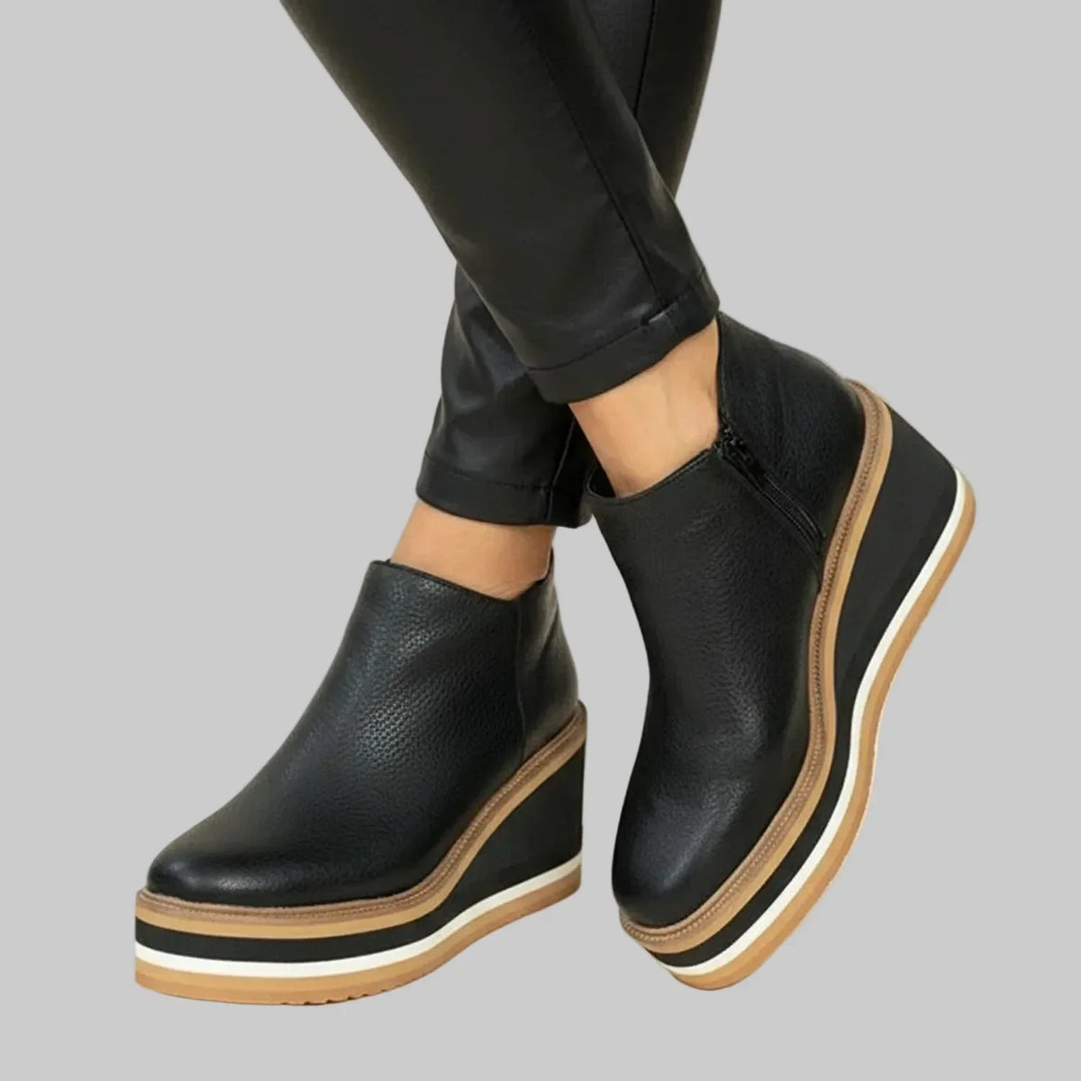 Colombe | Bottines compensées à fermeture zippée
