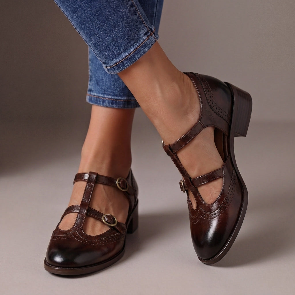Lucinda | Babies Mary Jane brogue en cuir