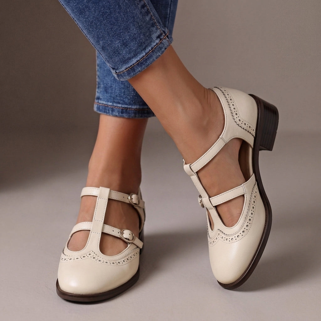 Lucinda | Babies Mary Jane brogue en cuir