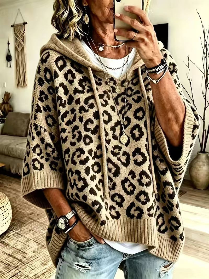Maya™ | Comfortable And Casual Leopard-print Knitted Hoodie