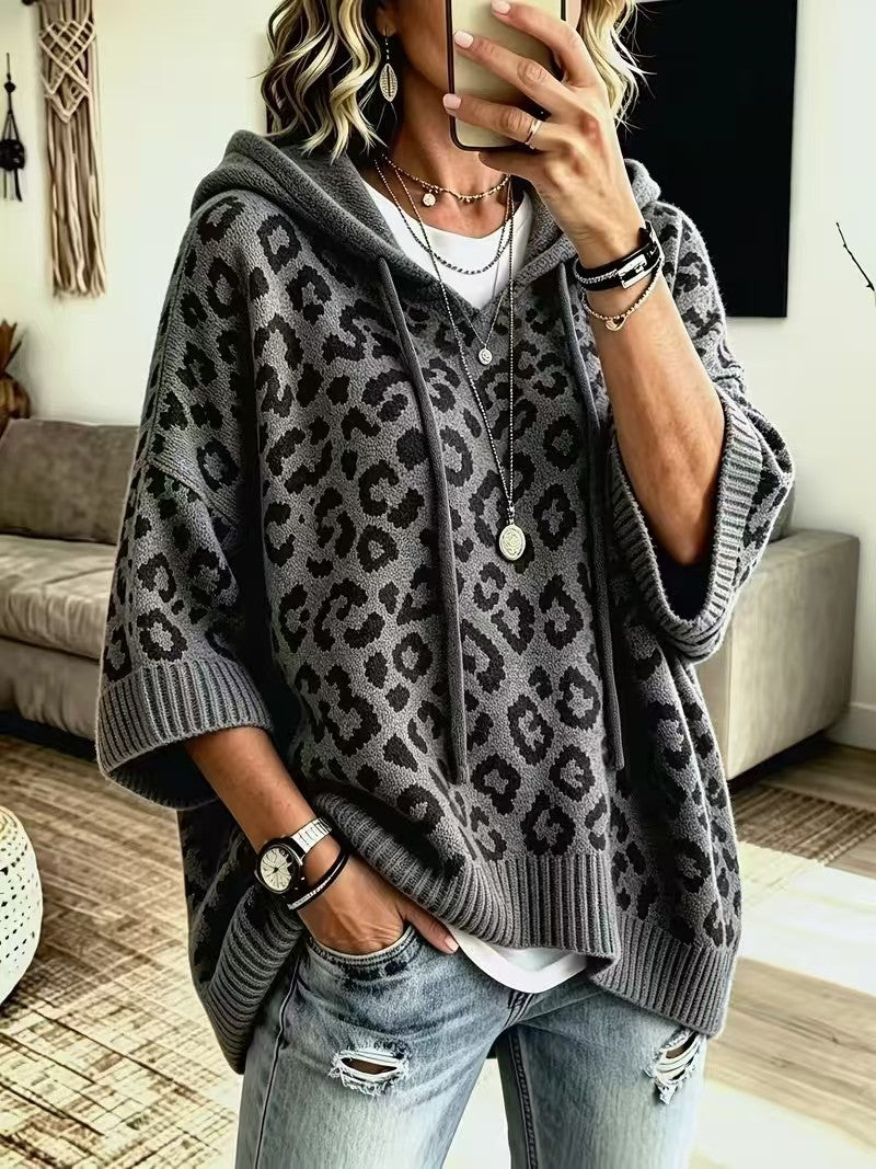 Maya™ | Comfortable And Casual Leopard-print Knitted Hoodie