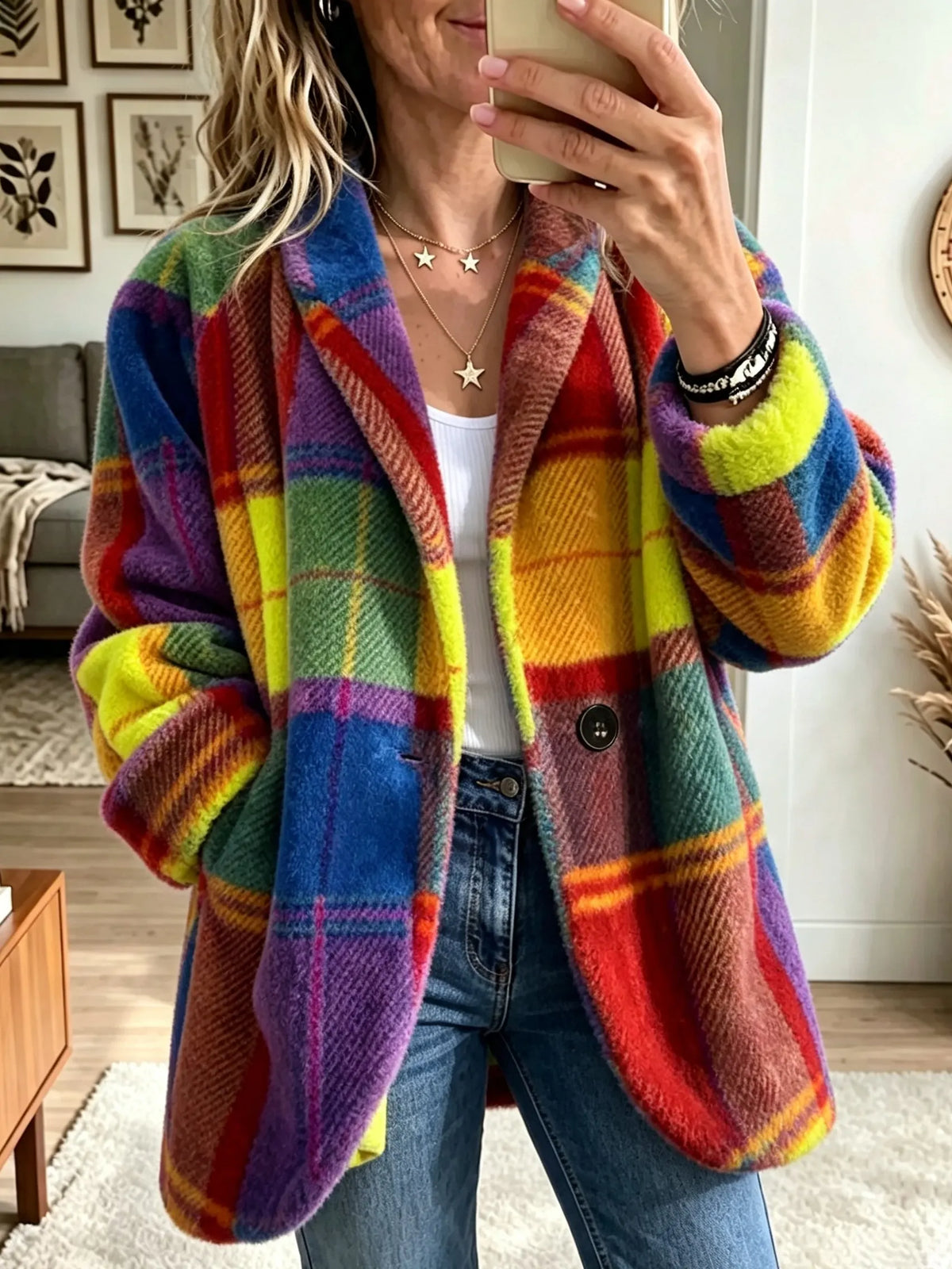 Julie | Multicolored Checkered Coat