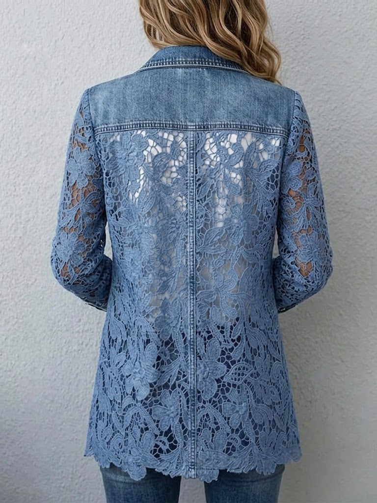 Savannah™ | Stylish Casual Denim Jacket With Paneled 3d Lace Details
