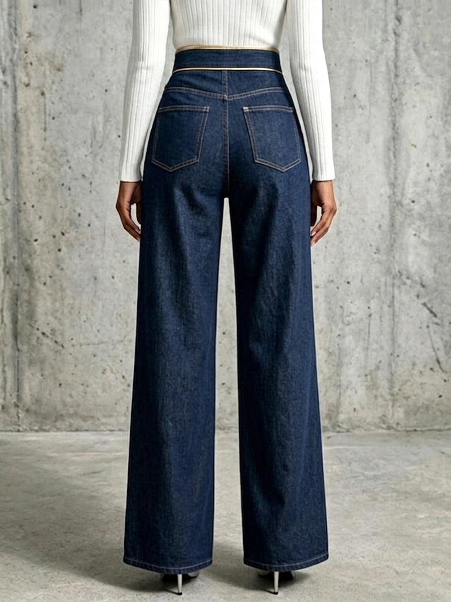 Abigail™ | Exquisite And Elegant Jeans With Gold Piping.