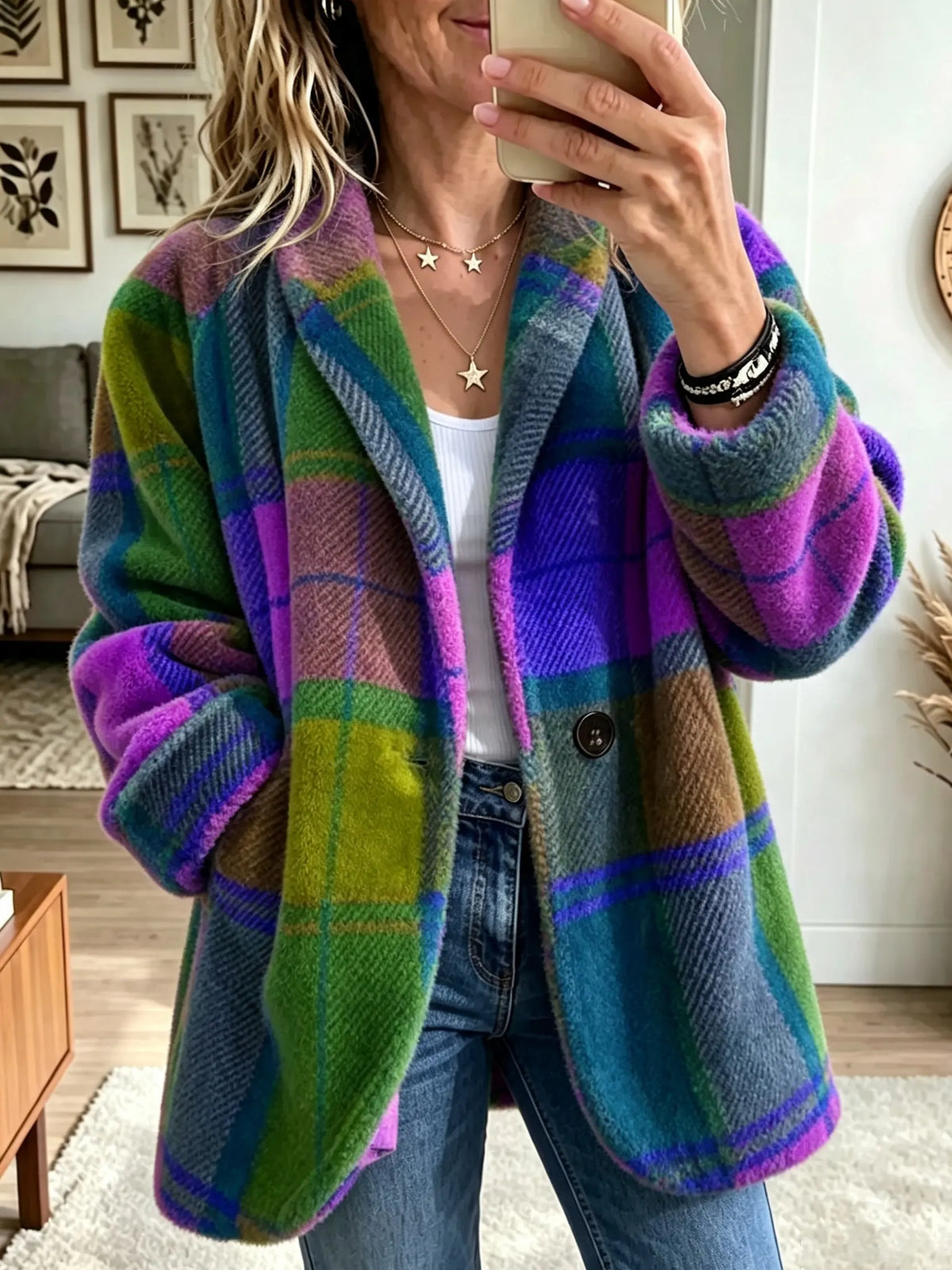 Julie | Multicolored Checkered Coat