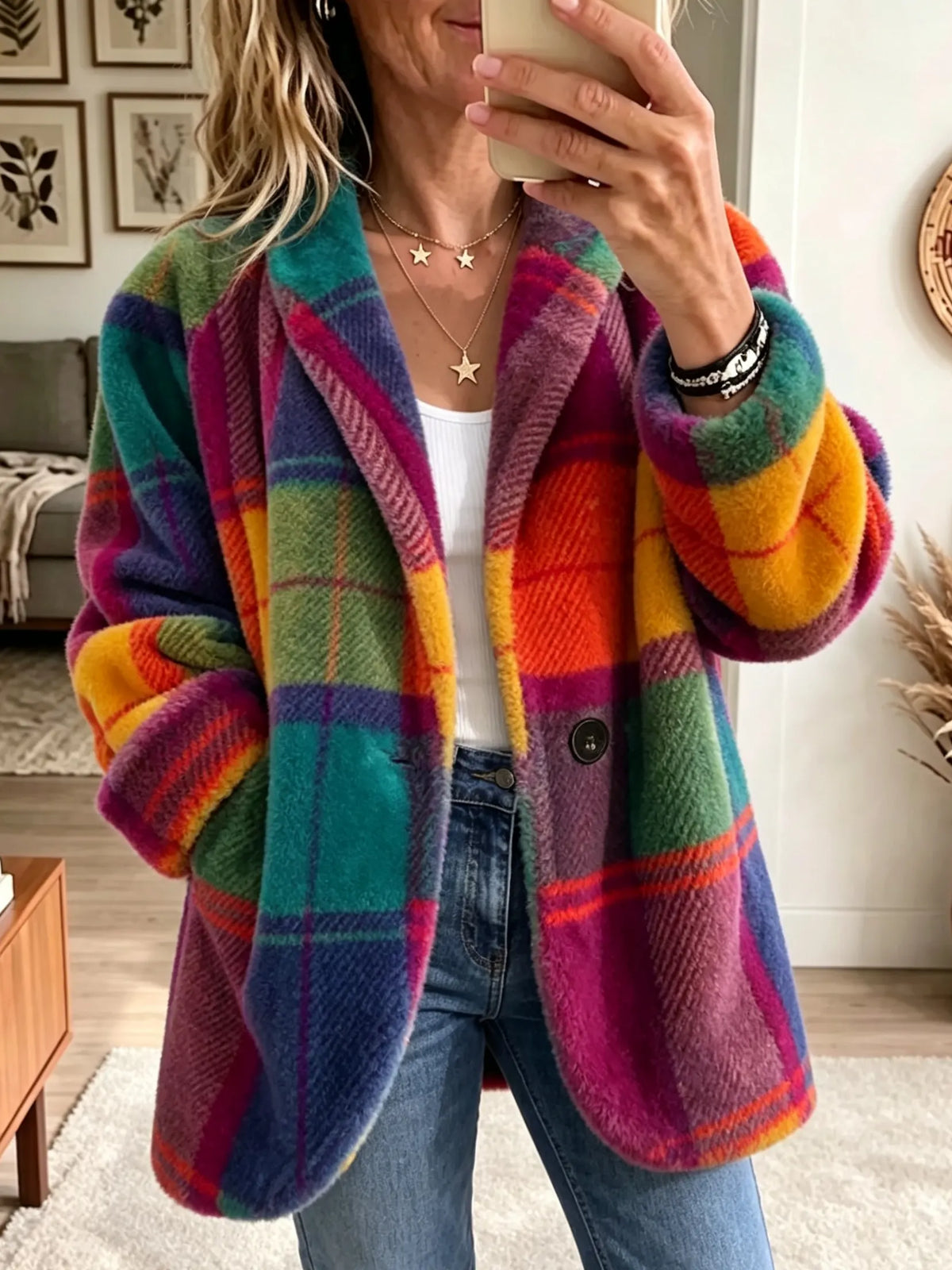 Julie | Multicolored Checkered Coat
