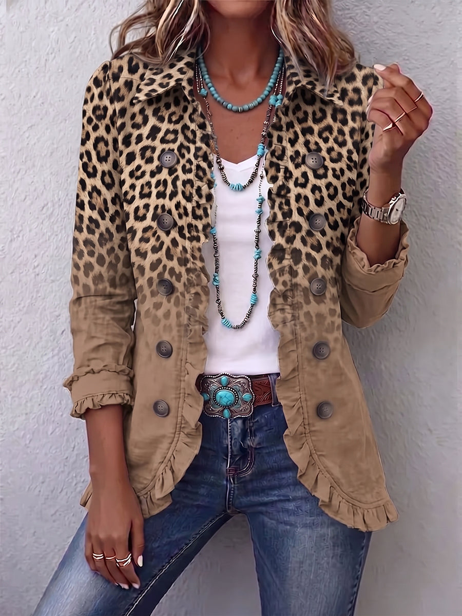 Ángeles | Gradient Leopard-Print Jacket with Ruffles