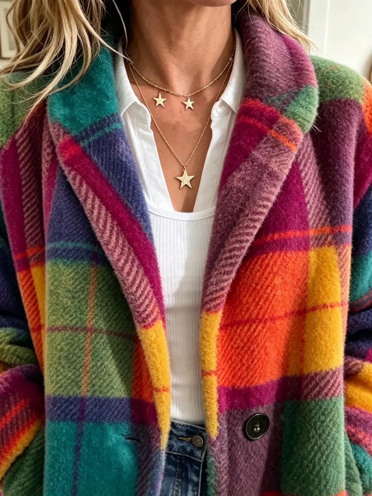 Julie | Multicolored Checkered Coat