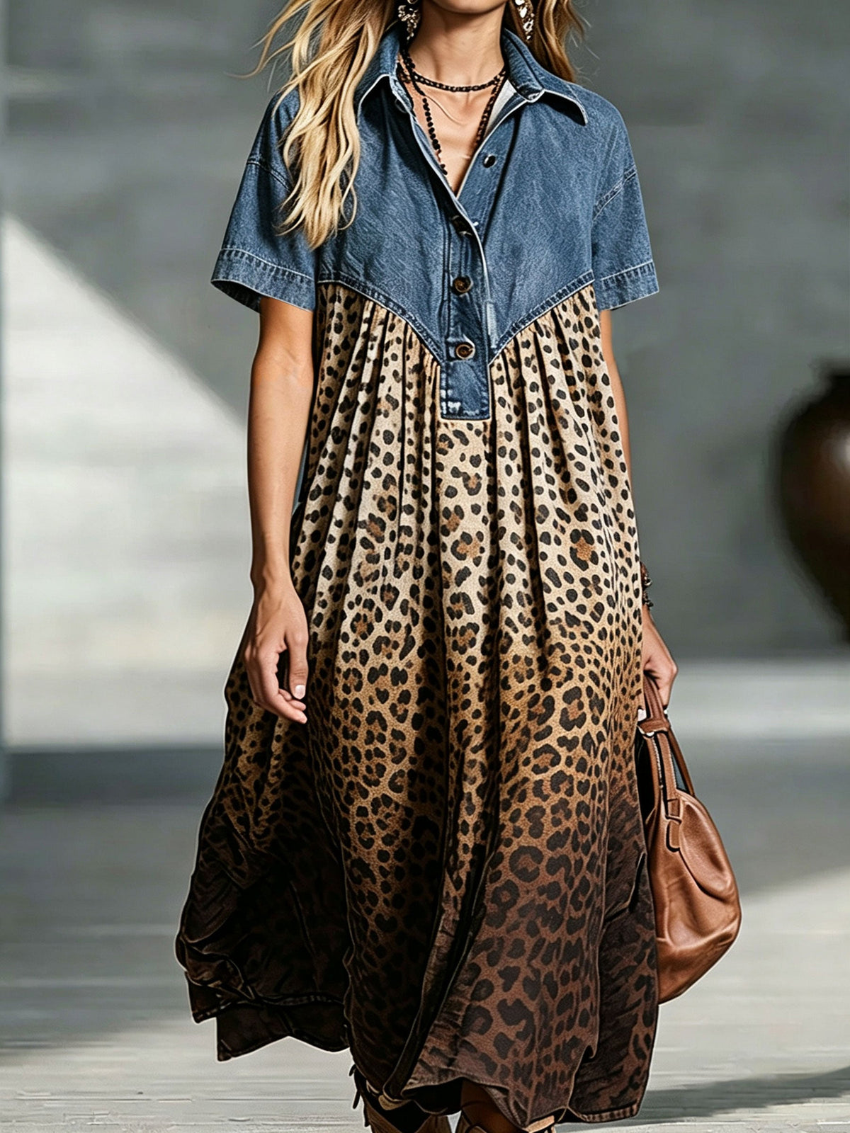 Amara | Leopard Gradient Penny Dress