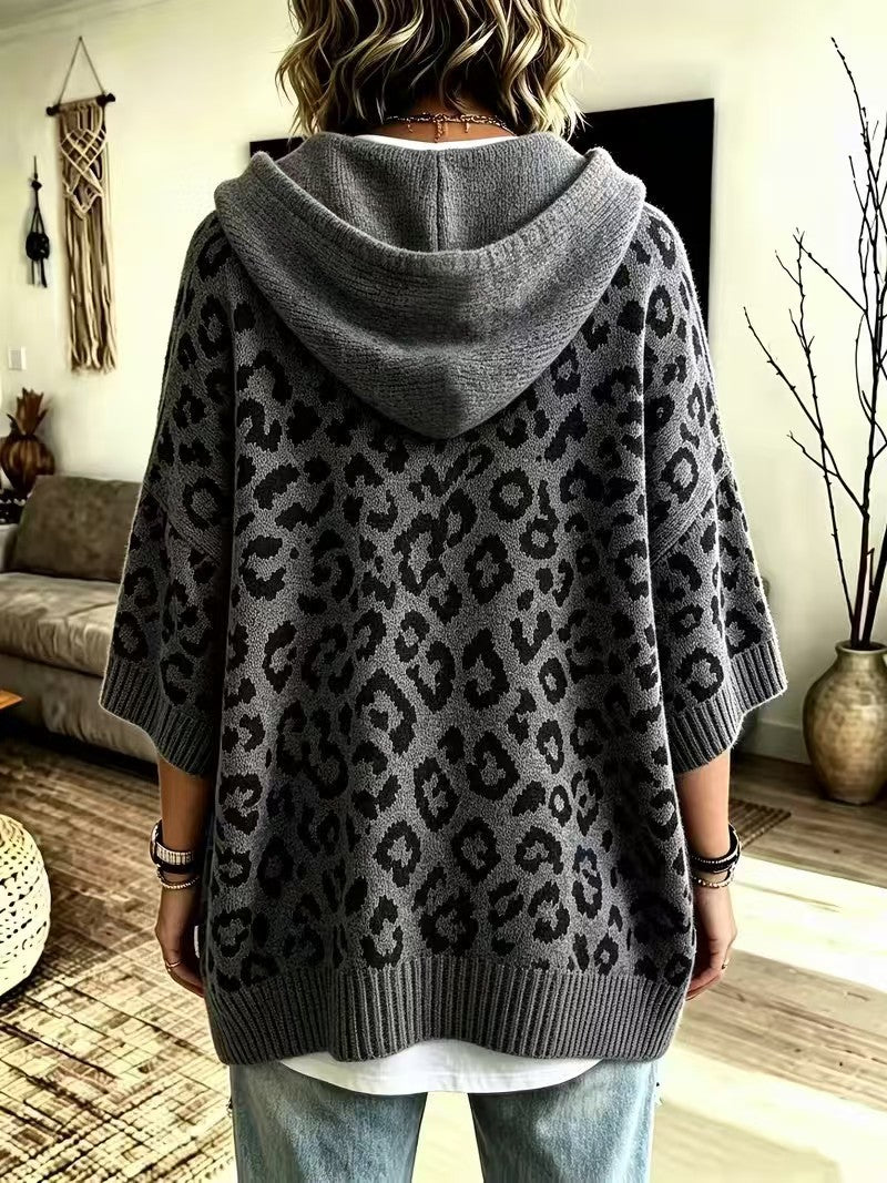 Maya™ | Comfortable And Casual Leopard-print Knitted Hoodie